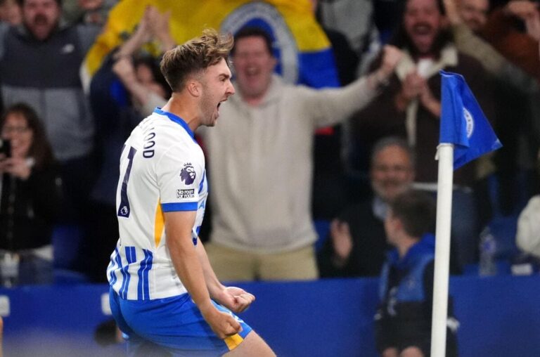 Brighton 3-2 Liverpool: Hinshelwood boosts Seagulls’ faint European hopes
