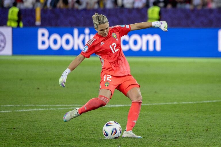 Sweden goalkeeper Jennifer Falk issues x-rated assessment of her spot-kick in penalty shoot-out drama