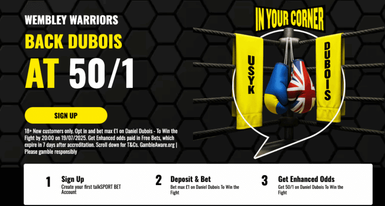 talkSPORT BET Enhanced Odds – Back Dubois At 50/1 For Usyk vs Dubois